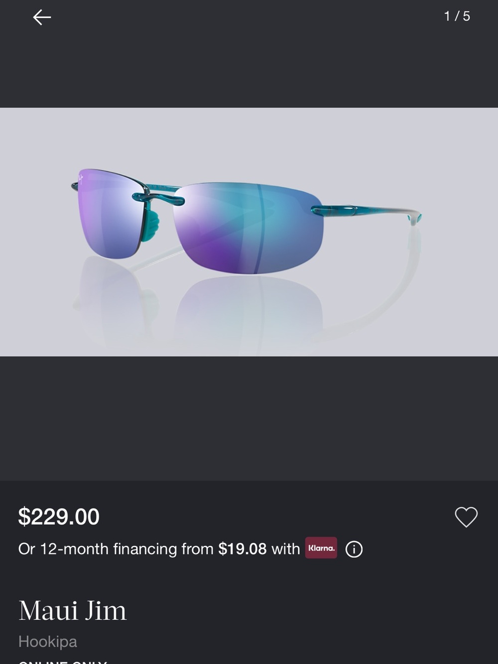 Maui Jim  HOOKIPA Purple-Blue Mirrored Wrap Sunglasses